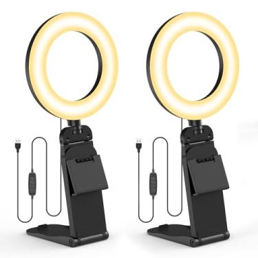 Imagem de Anel de luz para computador laptop, kit de iluminação de videoconferência para reuniões de zoom, luz pequena de LED de selfie de 5 polegadas com suporte, anel de luz de mesa para chamadas de vídeo