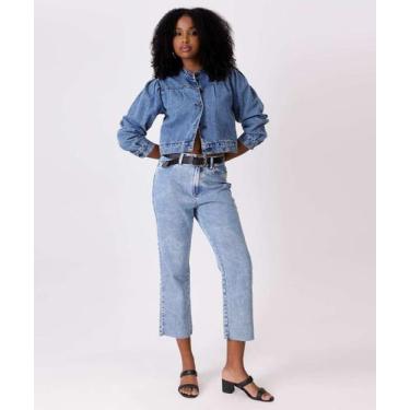 Imagem de Calça Jeans Reta Feminina Bolsos Marisa-08085, Jeans azul, 44