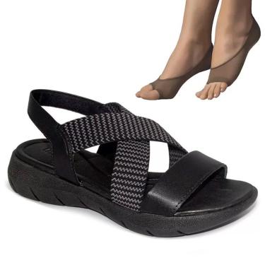 Imagem de Kit Sandália Usaflex Plataforma Feminina + 2 Pares de Meias