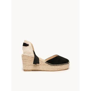 Imagem de Sandália Anabela Média Plataforma Romero Camurça Preto - Alhamas, Pret