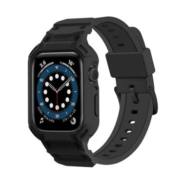 Imagem de Pulseira compatível com Apple Watch Series 10 de 46 mm e 42 mm com capa amortecedora, à prova de choque, durável, capa protetora resistente com silicone macio de substituição para homens e mulheres