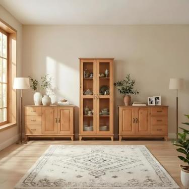 Imagem de Kit Cristaleira e 2 Balcões de 2 Portas em Madeira Maciça