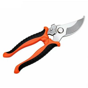 Imagem de Tesoura de ramo, tesoura de galho multifuncional, tesoura de jardim, antiderrapante, econômica, tesoura de poda manual, laranja e preto