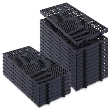 Imagem de Colingmill Paletes de plástico 18 peças de paletes de plástico 59,9 cm x 30 cm x 3 cm leve à prova de umidade palete de piso respirável grade ventilação almofada de armazenamento para garagens