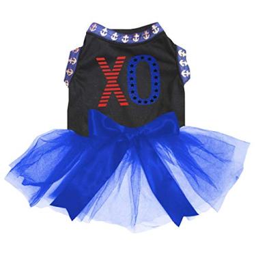 Imagem de Petitebella EUA XO vestido tutu para cachorro (preto/azul, 3GG)