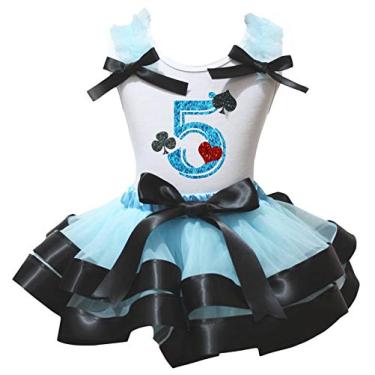 Imagem de Petitebella 1ª a 6ª jogada cartas ternos camisa branca azul preta pétala saia Nb-8y, 5º, 6-8 anos