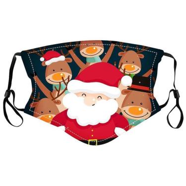 Imagem de Máscara facial de Natal Papai Noel de algodão respirável e reutilizável