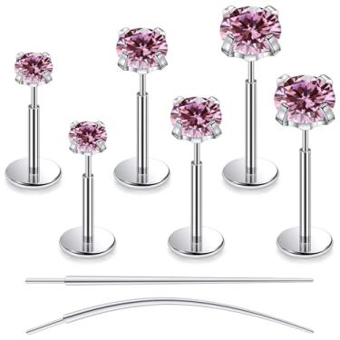 Imagem de Tkzndnm Brincos de titânio F136 20/18/16G, piercing de nariz, medusa, tragus, cartilagem, hélice, labret, costas planas, sem fio, para implante, piercing para mulheres, 20g*6/7/8mm*2/3/4mm, Metal