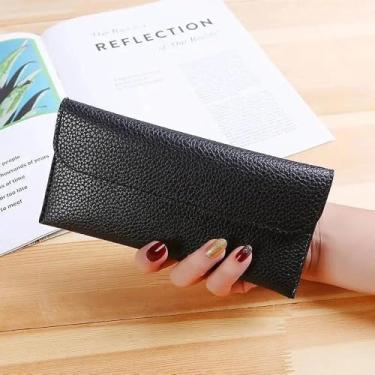 Imagem de Carteira longa feminina elegante, design minimalista estilo envelope, fácil de abrir e fechar