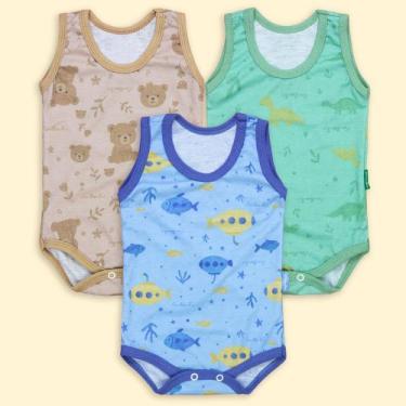 Imagem de Kit 3 Bodies Bebê em Malha Leve e Fresquinha para o Calor Cor:meninoTa