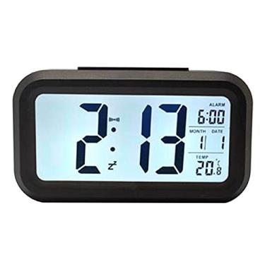 Imagem de Despertador Eletrônico Relógio de Mesa Inteligente com Temperatura Calendário Perpétuo Tela LCD Alta Definição Sino Progressivo Exibição Ambiente Funç