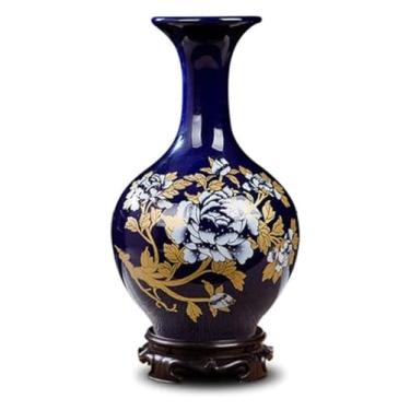Imagem de Vaso decorativo de cerâmica, artesanato feito à mão com base de peônia, acessórios de escritório, casa, decorações de casa