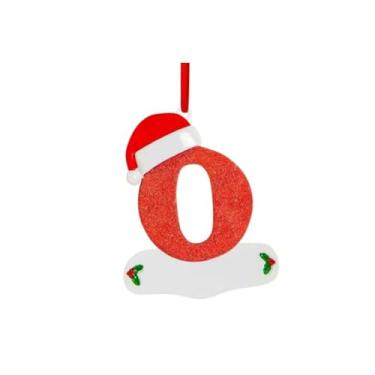 Imagem de Generic Pingente de letra de árvore de Natal A-Z chapéu de Natal letras pingentes vermelho pingente de letra de bênção de árvore de Natal (O)