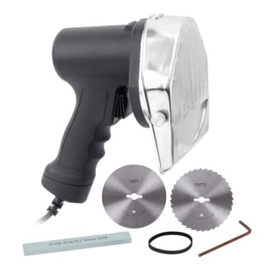 Imagem de RISMANOR Faca elétrica para kebab 130W comercial Shawarma cortador de facas turcas 3300 RPM com 2 lâminas de espessura ajustável 0-8 mm (linha de tira, onda)