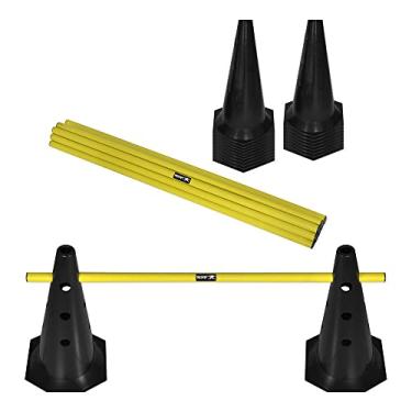 Imagem de Kit Barreiras de Salto com Cone 50cm Muvin – 12 Unidades - Ajustável Para 7cm, 14cm ou 19cm – Desmontável – Treinamento Funcional – Agilidade – Impulsão – Velocidade – Resistente – Durável - Boa Estabilidade