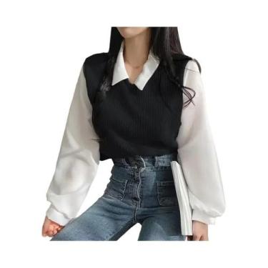 Imagem de Blusa Feminina Gola Polo Y2k - Estilo Coreano Casual e Elegante, BR-G2