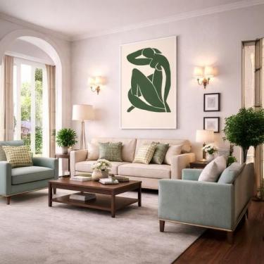 Imagem de Quadro Canvas Matisse A Linha Verde 40x30cm Mold Preta - Quadros On-li