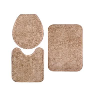 Imagem de Jogo de tapete banheiro 3 peças pelo toque macio antiderrapante classi