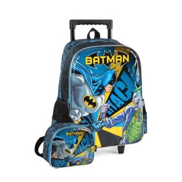Imagem de Kit Escolar Batman Mochila Rodas + Lancheira Termica - Luxcel, Azul