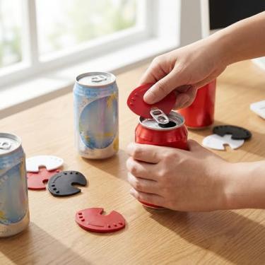 Imagem de 18 peças de tampas seladoras de latas de refrigerante resistentes a vazamentos - Capas de plástico reutilizáveis para manter a fumaça dentro e fora de poeira, lavagem à mão segura para latas (9)