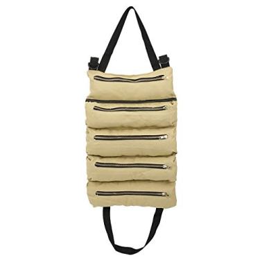 Imagem de Organizador de rolo de bolsa de ferramentas Sacos de armazenamento de ferramentas de lona multifuncional com 5 bolsos com zíper Grande capacidade leve dobrável para trabalhos (Cáqui)