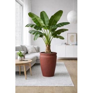 Imagem de Vaso para Plantas Resistente e Moderno com Prato Coletor de Água Incluso (MARROM)