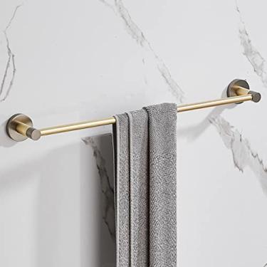 Imagem de 3FLQOOPP Toalheiro leve luxuoso todo cobre escovado dourado toalheiro de banho, trilho de toalha de banheiro de haste única, anel de toalha de banheiro toalheiro necessário (haste única)