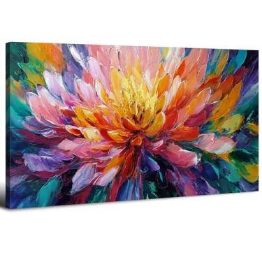 Imagem de Arte abstrata de parede de lótus Zen decoração de parede grande colorida de flores de lótus para quarto ioga spa sala de flores abstratas impressões em tela floral arte de meditação para sala de estar