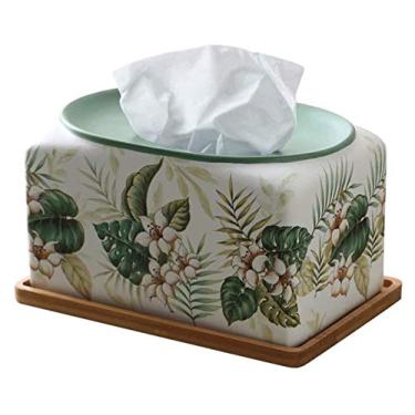 Imagem de Porta-lenços de papel clássico europeu pintado à mão, dispensador de lenços faciais, porta-guardanapos para decoração de mesa de casa, suporte de toalha de papel de 20 cm para escritório em casa (flor