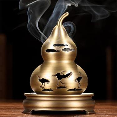 Imagem de U5GAAALPPQ9 Cuia de cobre fogão de sândalo casa cerimônia de chá interior aromaterapia fogão ornamentos decorações de incenso (D 8 * 21 cm)