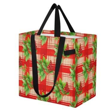 Imagem de SEHANY Sacola de compras reutilizável de cereja fofa com alças reforçadas, bolsa de compras de lona dobrável à prova d'água de grande capacidade para viagem, cozinha, praia