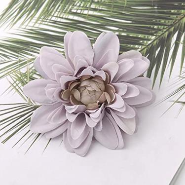 Imagem de 20 peças de flores de seda artificial de dália para decoração de casamento rosa faça você mesmo grinalda de scrapbooking, flores falsas, lavanda