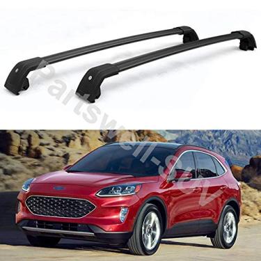 Imagem de YiXi-Partswell 2 peças de rack de teto travável barras transversais bagageiro alumínio adequado para todos os novos Ford Escape 2020 - preto