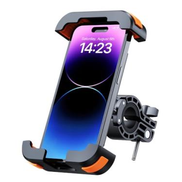 Imagem de Suporte de telefone para motocicleta - [câmera sem bloco] Braçadeira de suporte de celular para bicicleta, clipe de guidão de scooter, para iPhone 17 16 15 14 Pro Max, Galaxy S25 S24 Ultra, telefones