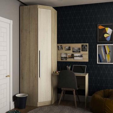 Imagem de Guarda Roupa 4 Prateleiras C/Escrivaninha E Painel Avelã