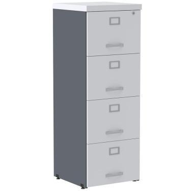 Imagem de Armário De Arquivo Oficio Pe25 Pandin 45,70 Cm (Largura) Em Mdp Grafito E Branco Com 4 Gavetas