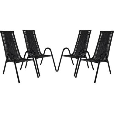 Imagem de Kit Com 4 Cadeiras Canadá Em Fibra Sintética Preto