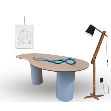 Imagem de Mesa Organica Bean Laca+freijo Claro 180x100cm