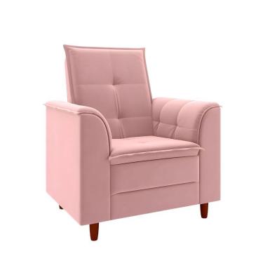 Imagem de Poltrona Para Sala Confortável Decorativa Isa Veludo Rosa