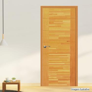 Imagem de Folha de Porta Madeira Maciça Angelim 210x70cm Parquet Horizontal Jomadi Natural