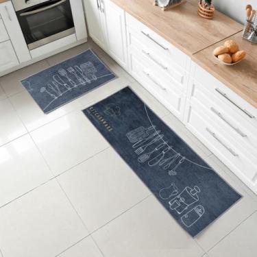 Imagem de Jogo de Cozinha Kit com 02 Peças Passadeira Antiderrapante Gourmet - -