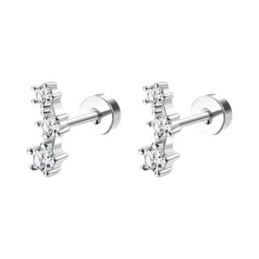 Imagem de Brincos De Aço Inoxidável Hipoalergênicos Femininos Pequenos 20G Com Z