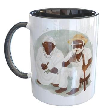 Imagem de Caneca Porcelana Preto Velho Umbanda - Pense Canecas, Preto