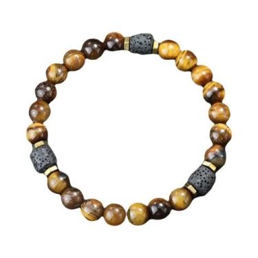 Imagem de Pulseira Masculina De Pedra Natural Olho De Tigre Obsidiana 8mm - Aces