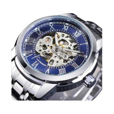 Imagem de Relógio Mecânico Masculino Forsining 349 Em Aço Inoxidável Preto Prate