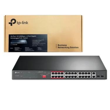 Imagem de Switch TP-LINK Tl-sl1226p, 10/100mbps, Não Gerenciável, Gigabit,  Poe+ E 2 Portas - Com 24 Portas