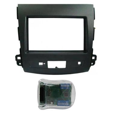 Imagem de Moldura De Painel 2 Din + Interface Comando Volante Mitsubishi Outlander 2008 2009 2010 2011 2012
