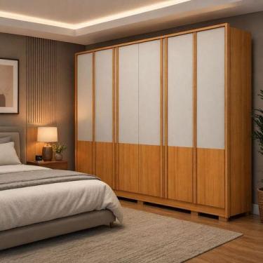 Imagem de Guarda roupa casal grande MDF ripado 6 portas Stilus- Arbo - Arbo Desi