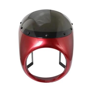 Imagem de Farol Frontal Vermelho E Branco Para Motocicleta Com Para-brisa Univer
