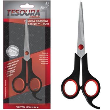 Imagem de Tesoura Barbeiro Cabelo Descanso Dedo Cabo Emborrachado 25cm - Art Hou